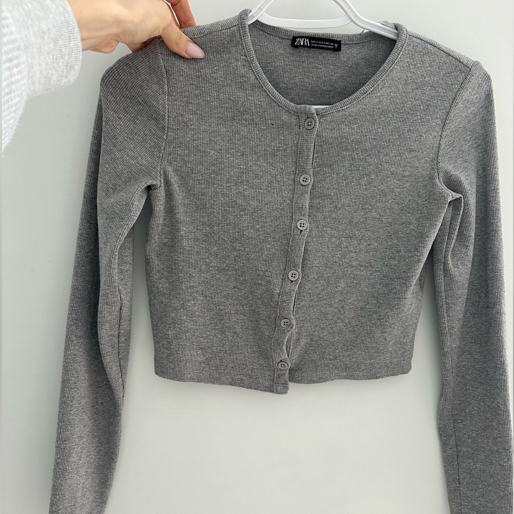 Zara Gray Ribbed Cardigan